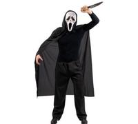 Set fantasma adulto halloween con mantello, maschera e coltello