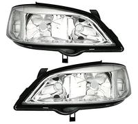 set fari alogeni, sinistro e destro, vetro trasparente cromato con indicatore di direzione bianco