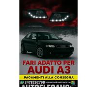 SET FARI ANTERIORE ADATTO PER AUDI A3 1996-1999 VETRO TRASPARENTE/CROMO