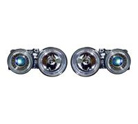 Set fari anteriori BMW E30, ANGEL EYES 82-94 H1+H1 VETRO TRASPARENTE CROMATO