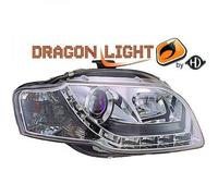 Coppia fari fanali anteriori TUNING A4 b7 2004> 2008 cromati Dayline a LED