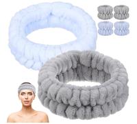 Set Fasce Lavaggio Viso e Polsini Assorbenti in Peluche, 6 Pezzi | Pulizia Viso e Routine Skincare, Morbido Tessuto Confortevole, Tiene i Chioma Lontani dal Volto