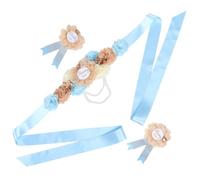 Set Fascia Maternità e Spille Floreali per Shower | Poliestere e Nastro, Taglia Regolabile, Finitura Curata, Uso Versatile per Festa Rivelazione e Foto