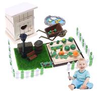 Set fattoria in miniatura: kit scena artigianale realistica, figure vegetali con casa bambole e mini strumenti per il gioco fantasioso | Fun Farm Miniature bambini Imparare la conoscenza