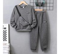 Set Felpa Con Cappuccio, Pantaloni Della Tuta E Zaino In Tessuto Con Testo Lettera Per Ragazzi Adolescenti 8Y,9Y,10Y,11-12Y,13-14YBlocchi di colore,Lettere,Colore unicoTessuto