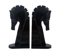 Set Fermalibri Cavalli in Marmo Nero Italiano Black Marble Bookend Set H 22 cm