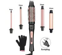 Set Ferro Arricciacapelli a 5 in 1 con barre intercambiabili da 32mm/25mm/19mm/9mm/38mm, 2 impostazioni di calore, facile da usare 32mm.25mm.19mm.9mm.38mm