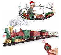Set ferrovia a vapore giocattolo elettrico ferroviario con telecomando per ragazzi, guide locomotive con fumo, luce e rumori, vacanze per bambini 3 4 5 6 7+ anni