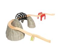 Set ferroviario in legno con percorso in montagna