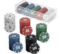 Set Fiches Poker 100 Pezzi Fiches Poker Plastica Fiches Poker Colorate Chip Poker Blackjack Poker Fiches Casinò Chip Gioco Casinò con Scatola per I Giochi Da Tavolo Del Casinò In Casa Delle Feste
