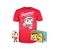 Set Figura Pop & Tee Back Dc Comics Superman Esclusiva Flocked Funko