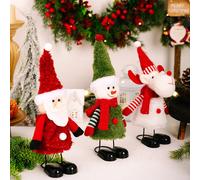 Set Figurine Natalizie con Babbo Natale Pupazzo di Neve e Renne Decorazione Nata