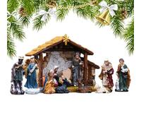 Set figurine presepe - Espositore in resina dipinta a mano, Presepe classico, Collezione Sacro Natale | Rappresentazione dettagliata della nascita sacra, mantello da scaffale per la casa in miniatura