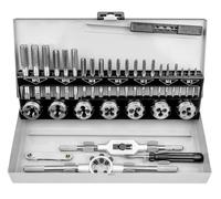 SET FILETTATURA 32 PEZZI ATTREZZI MANUALI RIPARAZIONE METALLO VITI BULLONI ACCIA