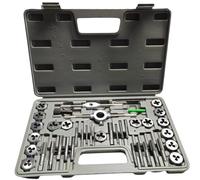 Set Filiera Metrica 40 Pezzi con Giramaschi e Girafemmina, Valigetta in Plastica, Filiera in Acciaio al Carbonio, Misure Metriche e Pollici 1/8NPT-27, Kit per Filettatura Professionale