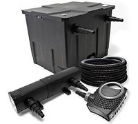 Set filtrante per laghetto da 12000l Filtro bio con Chiarificatore UVC 24W, Pompa 80W e Tubo 25m