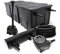 Set filtrante per laghetto Filtro bio da 90000l con Chiarificatore UVC 18W, Pompa 80W e Fontana