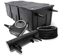 Set filtrante per laghetto Filtro bio da 90000l con Chiarificatore UVC 24W, Pompa 80W e Tubo 25m