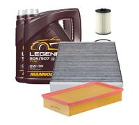 Set Filtri 3 Pezzi MANNOL 7730 Legend 504 507 0W 30 Olio Motore 10 L per VW