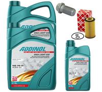 Set Filtri Olio Motore ADDINOL 0W-30 11 L + Vite Mercedes Sprinter 5-T