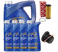 Set Filtri Olio Motore MANNOL 10W-30 API SN 9 Litri + Vite Per Audi A6 A4 A8 2.7