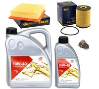 Set Filtro Olio 10W-40 6 Litri + Vite Di Scarico Olio Per VW Golf III Vento 2.8