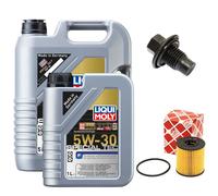 Set Filtro Olio Motore 5W-30 LIQUI MOLY 6 Litri + Vite Per Ford Focus II 2.0