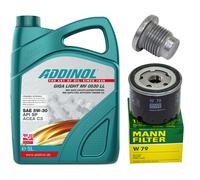 Set Filtro Olio Motore Addinol 5W-30 5 Litri + Vite Per Dacia Duster Renault 1.5