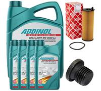 Set Filtro Olio Motore ADDINOL 5W-30 9 Litri + Vite Per Audi A4 A6 VW Phaeton