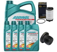 Set Filtro Olio Motore ADDINOL 5W-30 9 Litri + Vite Per Audi A6 A5 VW Touareg