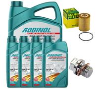 Set Filtro Olio Motore ADDINOL 5W-30 9 Litri + Vite Per Mercedes W211