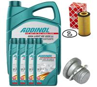 Set Filtro Olio Motore ADDINOL 5W-30 9 Litri + Vite Per Mercedes V-Class Vito