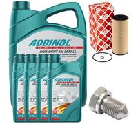 Set Filtro Olio Motore ADDINOL 5W-30 9 Litri + Vite Per VW Crafter 30-35 30-50