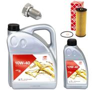 Set Filtro Olio Motore Febi SAE 10W-40 6 Litri + Vite Per Skoda Superb I 2.5 TDI