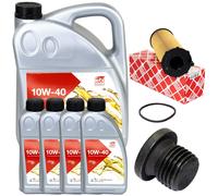 Set Filtro Olio Motore Febi SAE 10W-40 9 Litri + Vite Per Audi A6 A8 2.7 3.0 TDI