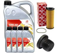Set Filtro Olio Motore Febi SAE 10W-40 9 Litri + Vite Per Audi A6 A8 2.7 3.0 TDI