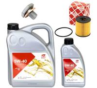 Set Filtro Olio Motore Febi SAE 5W-40 6 Litri + Vite Per Citroen C5 Ford Peugeot