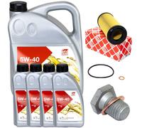 Set Filtro Olio Motore Febi SAE 5W-40 9 Litri + Vite Per BMW Serie 5 7 E60 E61