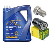Set Filtro Olio Motore Mannol 10W-30 5 Litri + Vite Per Audi TT Roadster A4 A3