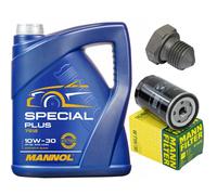 Set Filtro Olio Motore Mannol 10W-30 5 Litri + Vite Per VW Transporter IV Bus