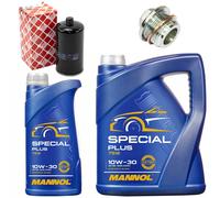 Set Filtro Olio Motore MANNOL 10W-30 API SN 6 Litri + Vite Per VW Transporter IV