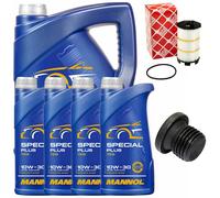 Set Filtro Olio Motore MANNOL 10W-30 API SN 9 Litri + Vite Per Audi A6 4.2 FSI