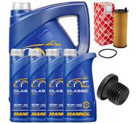 Set Filtro Olio Motore MANNOL 10W-40 API SN/CH-4 9 Liter + Vite per Audi A6 A8