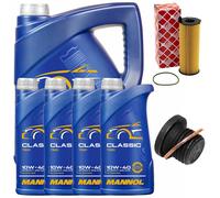 Set Filtro Olio Motore MANNOL 10W-40 API SN/CH-4 9 Liter + Vite per Audi A6 A8