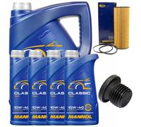 Set Filtro Olio Motore MANNOL 10W-40 API SN/CH-4 9 Liter + Vite per Audi A6 A8