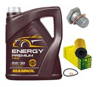 Set Filtro Olio Motore Mannol 5W-30 5 Litri + Vite Per BMW Serie 2 4 1 3 5