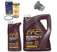 Set Filtro Olio Motore MANNOL 5W-30 API SN 6 Litri + Vite Per Opel Vivaro B 1.6