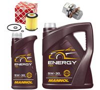 Set Filtro Olio Motore MANNOL Energy 5W-30 6 Litri + Vite Per Mercedes E-Class