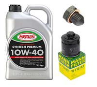 Set Filtro Olio Motore Meguin 10W-40 5 Litri + Vite Per VW Lupo 1.0 6E1 6X1 50CV