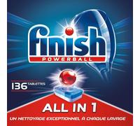 Set Finish 136 Compresse 2x64 Lavastoviglie Powerball Tutto IN Uno Max Mega